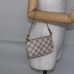LOUIS VUITTON Damier Azur Mini Pochette Accessoires Pouch N63005 LV Auth 144622